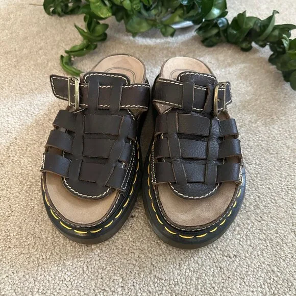 Dr. Martens VINTAGE 5A57 Slide Mule Sandal NWOT Oiled Leather Brown Women's 6 - Picture 3 of 10